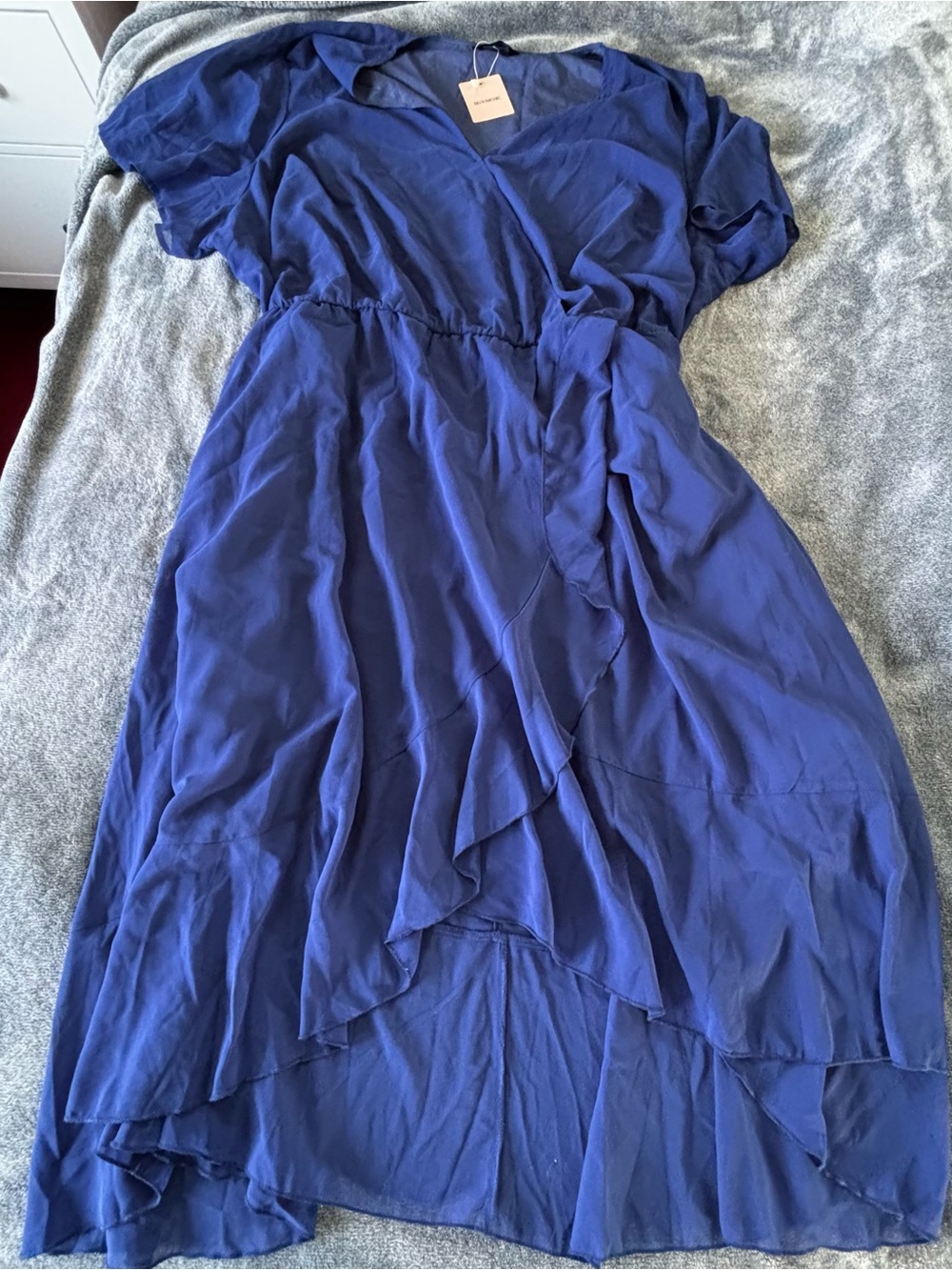 NWT 3X Plus Size BloomChic Royal Blue High-Low Wrap Dress